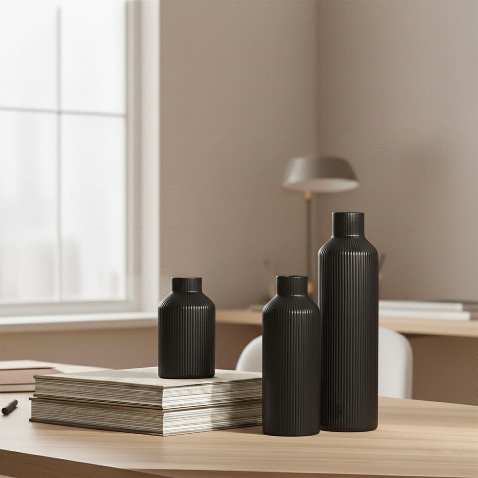 Set di 3 vasi da fiori in ceramica moderni, piccoli vasi testurizzati, decorazione per la casa, cucina, camera da letto, ufficio, soggiorno, bagno e mensola, centrotavola da 25,4 cm + 12,7 cm + 12,7