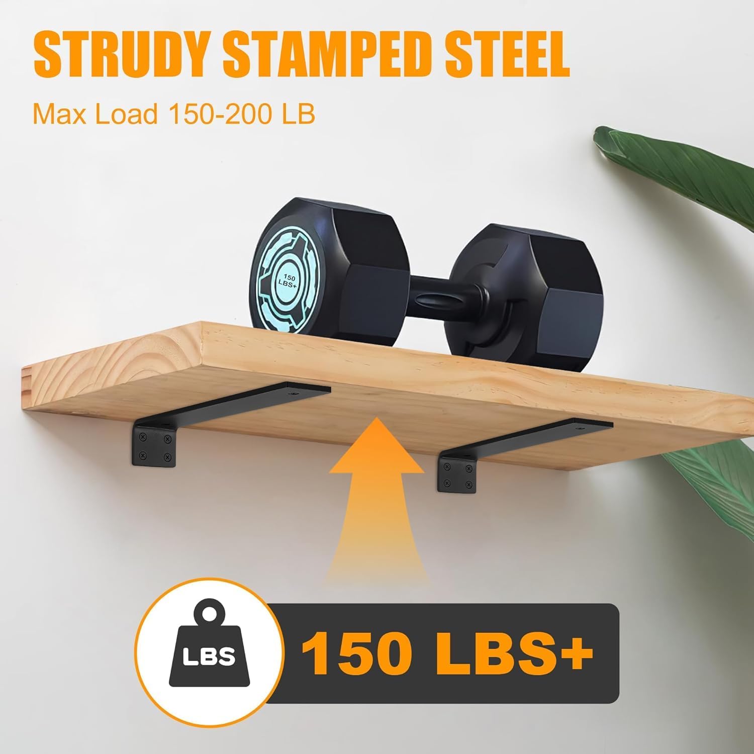 Floating Shelf Brackets 8 inch, Heavy Duty Wall Shelf Bracket 8 Pack for Shelves Support, Hidden Metal L Brackets with Mounting Hardware (1/5'' Thick)