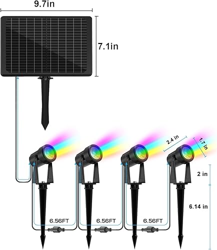 Miniatura 8 de ZYAN Solar Landscape Spotlights Outdoor, Auto OnOff & IP65 Waterproof, LED Spot Lights for Garden, Pathway, Tree, Yard Warm WhiteRGB Color