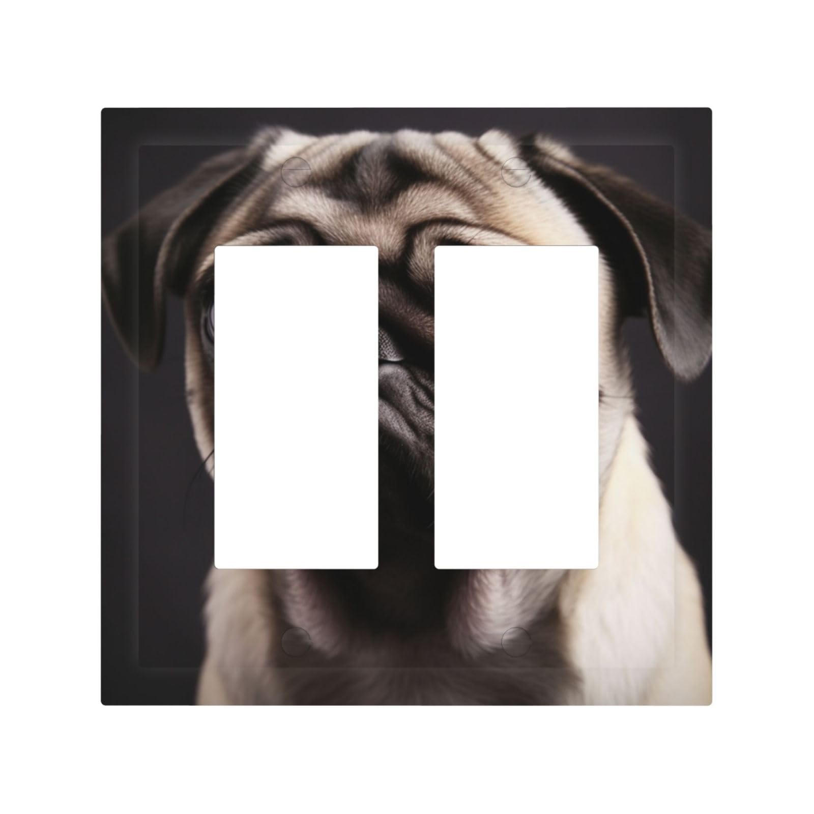 2-Gang Decorator Wall Plate pug Light Switch Cover Double Toggle Receptacle Wall Plate Mid Size 4.9" x 5" Wallplate Unbreakable Polycarbonate Outlet Faceplates Covers