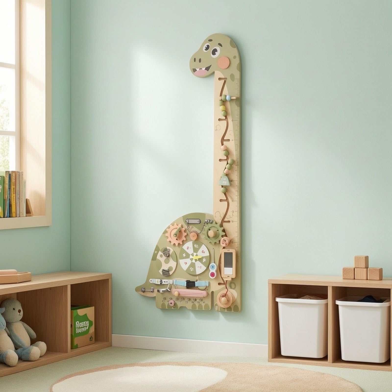 Tavola attività in Legno Interattivo | Montessoriano, Pannello Sensoriale da Parete, Senza Spigoli, Lavagna Interattiva da Parete, per Cameretta, Neonati