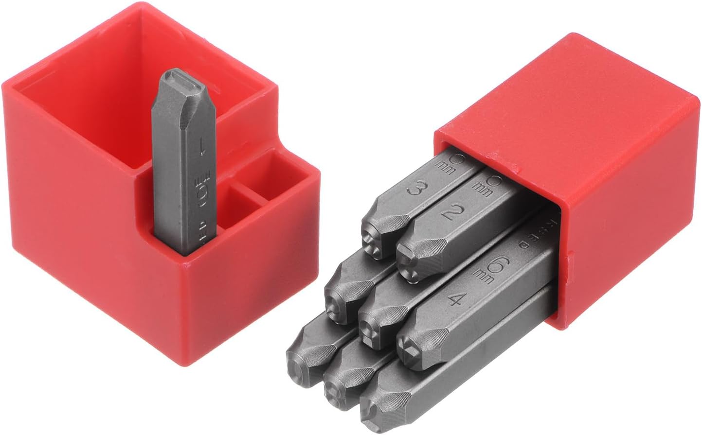 HARFINGTON 9pcs Number Stamp Set 1/4" 6mm Reverse Punch High Tool Steel 0-9 Punch Press Tools Metal Stamps Set Hammer Hand Punch for Metal Plastic Wood Leather Brass Stamping