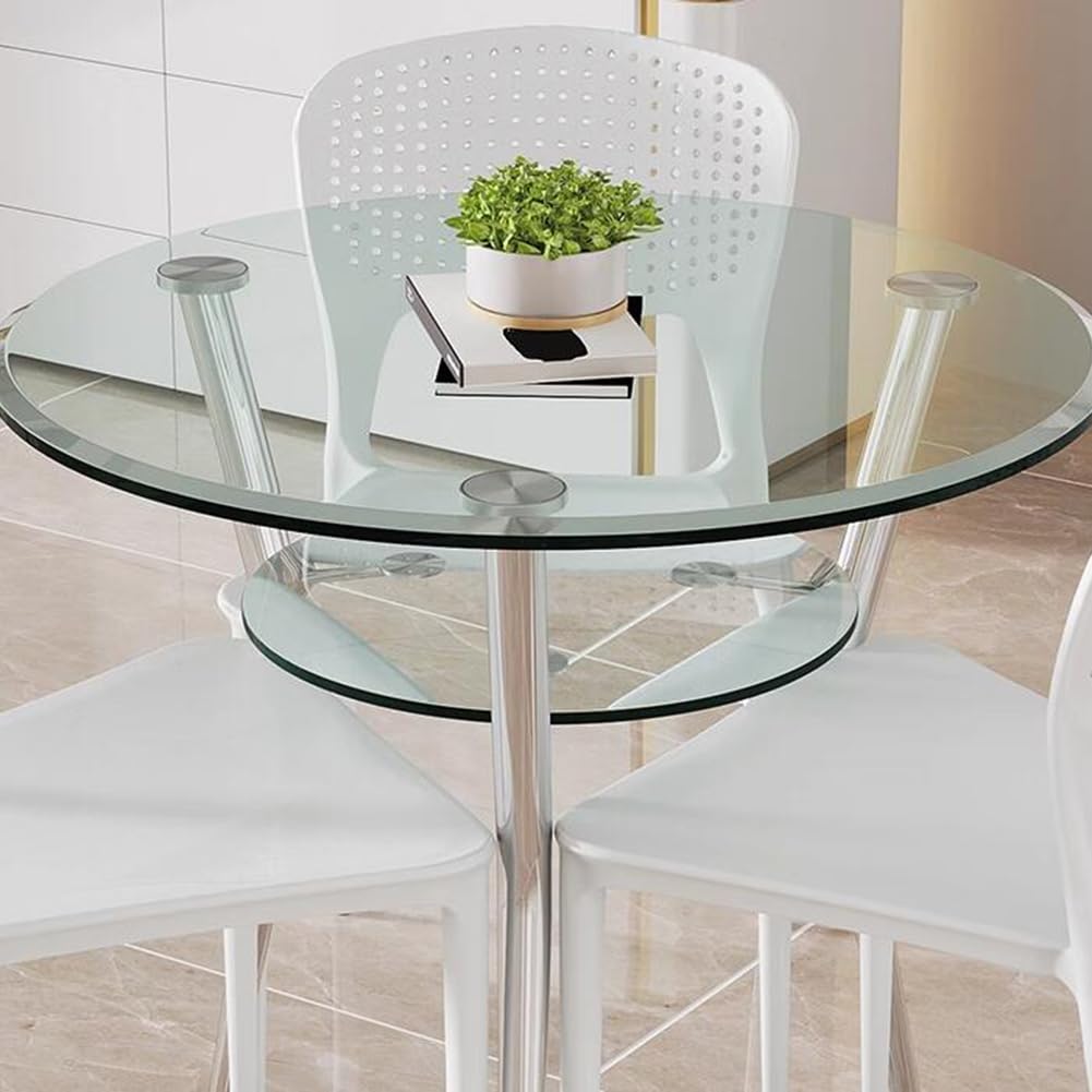 Protection de table ronde en verre trempé transparent de 8 mm d'épaisseur avec bord plat poli de 1000 mm de diamètre pour table de salle à manger de cuisine 28 cm