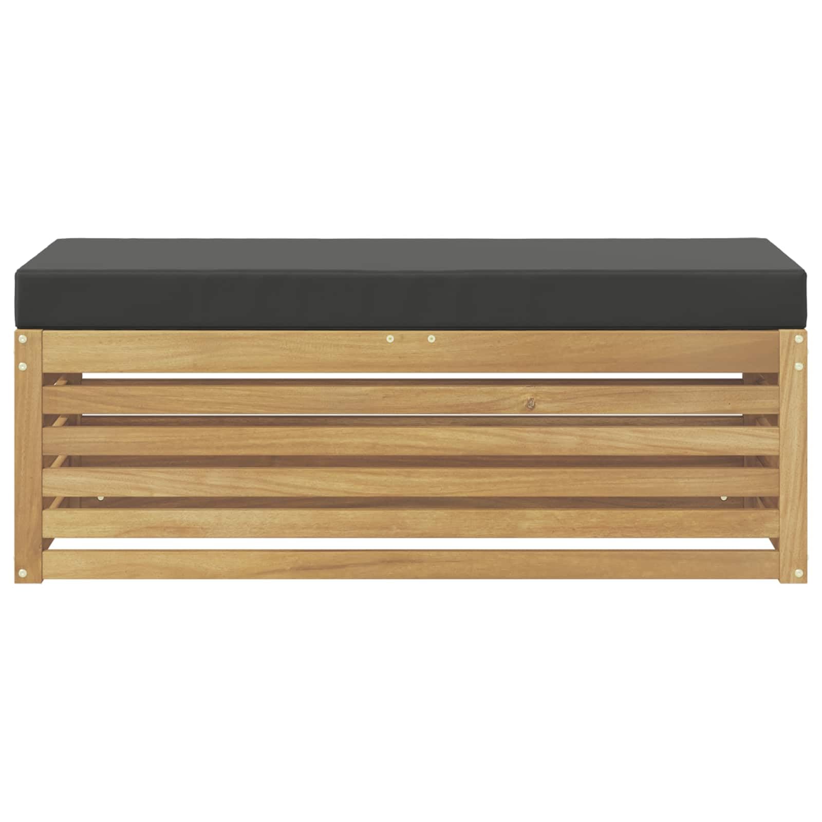 Ensemble de canapés d'extérieur modulable Blanc et Anthracite, Bois d'acacia Massif, 115 x 43 x 45 cm, pour Balcon, Patio et terrasse, Assise Confortable avec Coussin