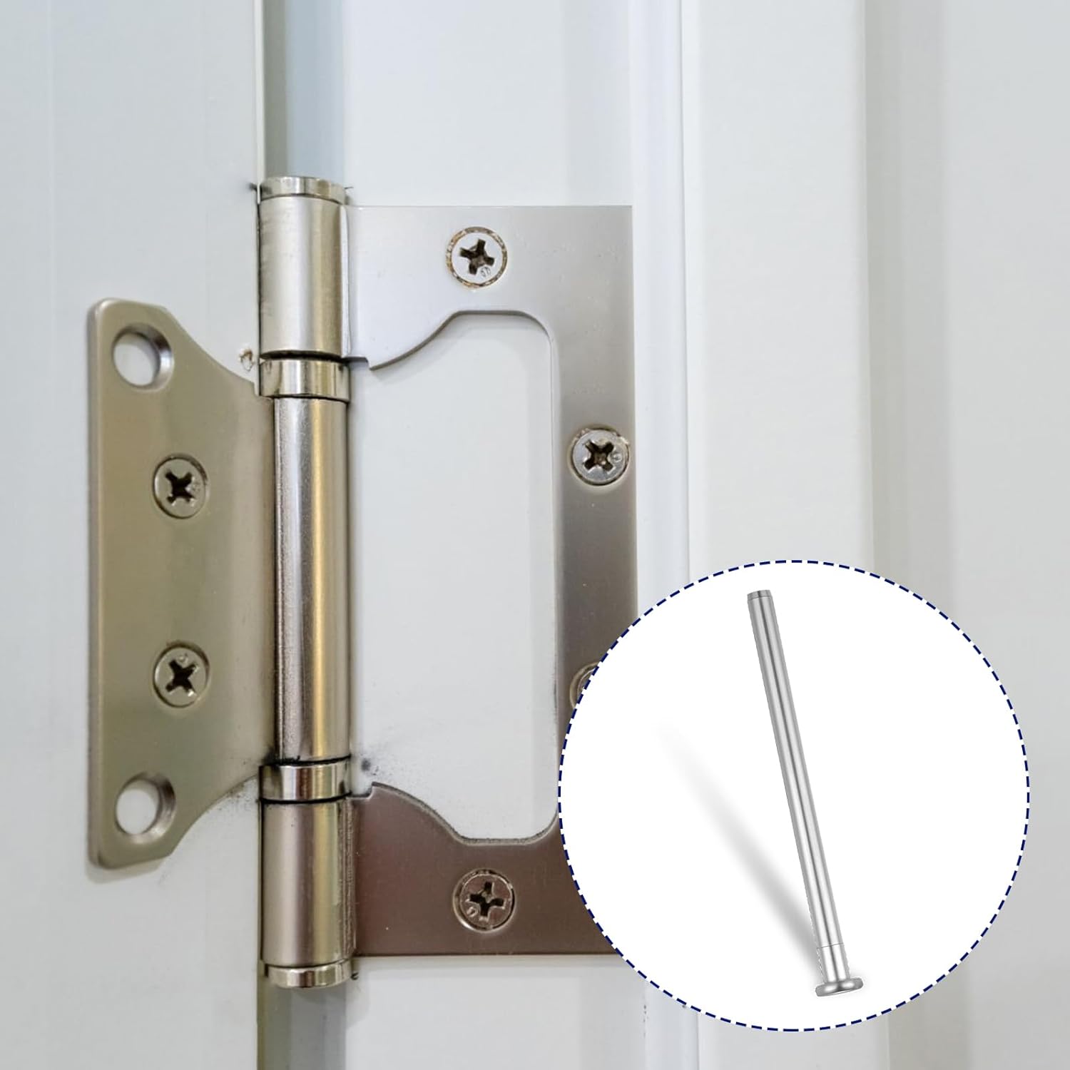 4 Pcs Door Hinge Pins, 3.5 Inches Hinge Mailbox Pin for Interior Door Security Replacement Outlet Stainless Steel Bushing Repair Kit for Repair and Replacement, Silver