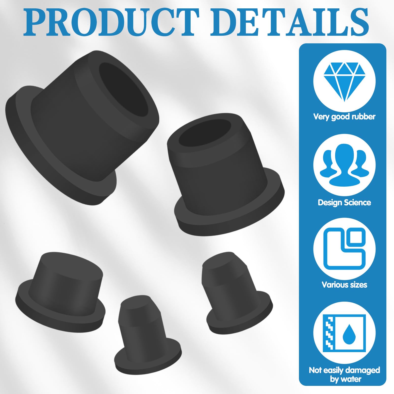 76Pcs Rubber Stoppers in Five Sizes, Various Sizes of Round Hole Silicone Tool - Image 3