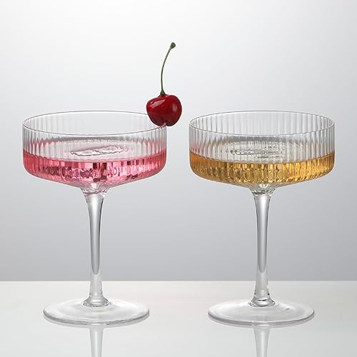 Miniatura 3 de Juego de 4 vasos de copa de cóctel vintage de 10 onzas, vaso de Martini único, galssware clásico, juego de vasos de bar perfectos para cóctel, vino