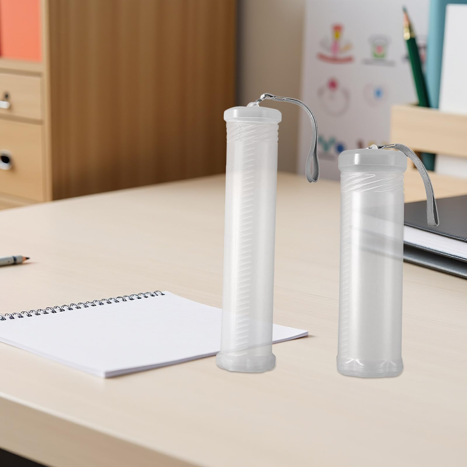 Astucci Plastica Trasparente Telescopici 2 Pezzi per Organizzare Penne, Contenitore Cilindrico Rigido in Plastica Retrattile per Studenti Back To School Party