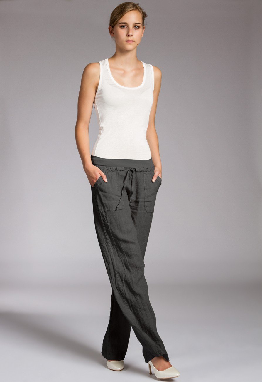 Caspar KHS025 Damen Casual Sommer Leinenhose