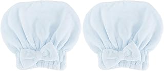 Qukaim Toallas para el cabello, 2 toallas de secado de pelo de forro polar coral, absorbentes de secado rápido, diseño grueso, ideal para secar el cabello, color azul