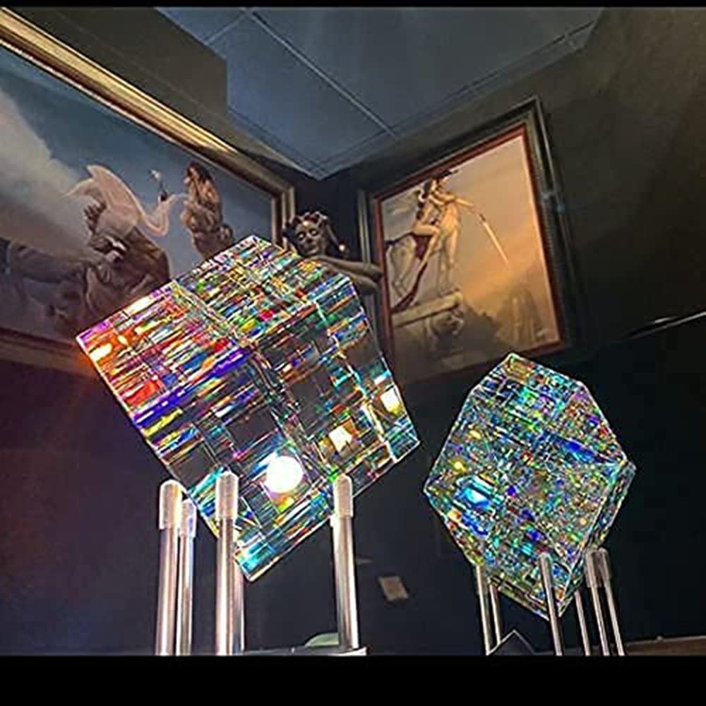 Amazon.co.jp: AMAZOM キューブガラス彫刻、ガラスキューブ像