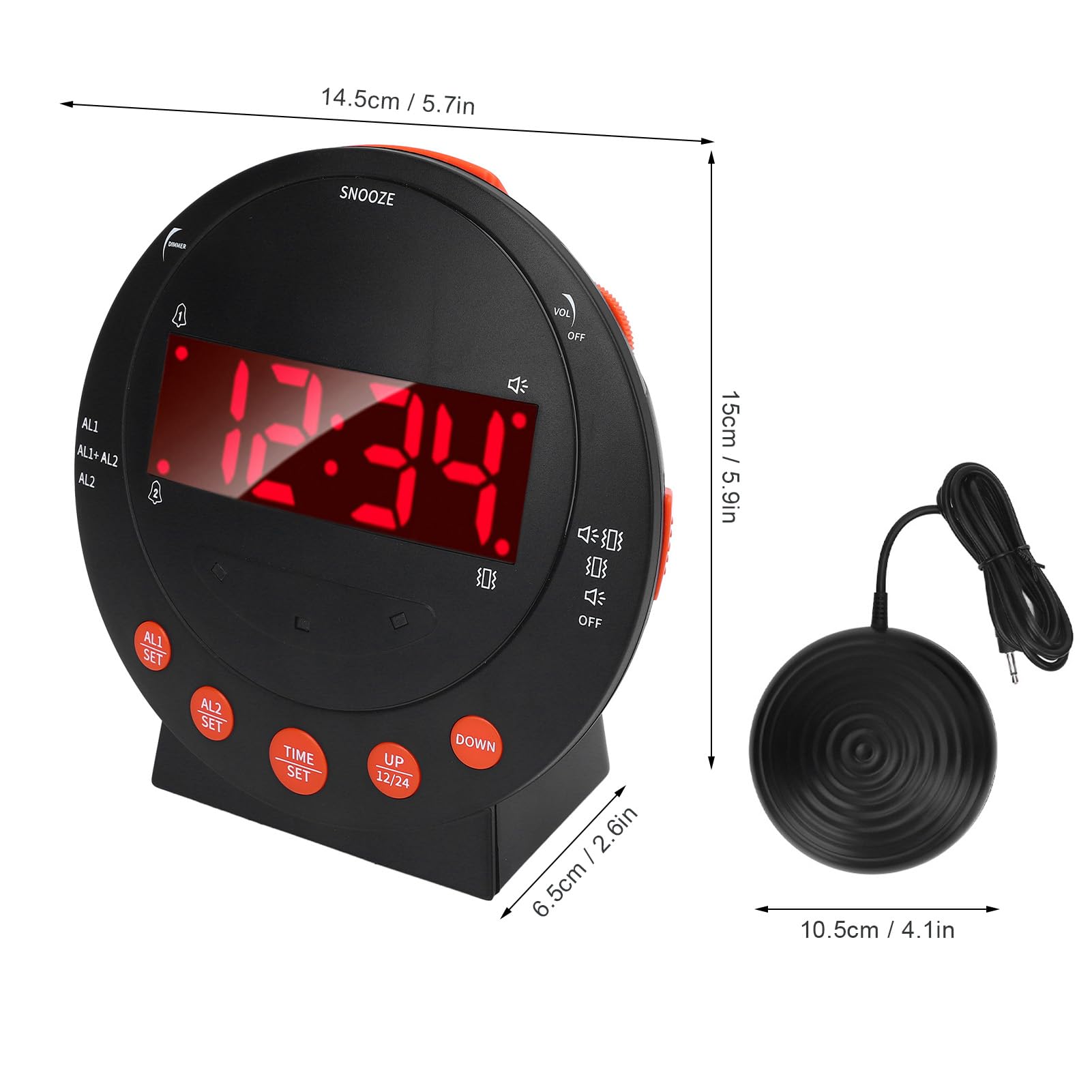 Vibrationswecker für Langschläfer, batteriebetrieben, lauter Wecker mit Schüttelfunktion, USB-Ladeanschluss, für Hörgeschädigte, Schlafzimmer