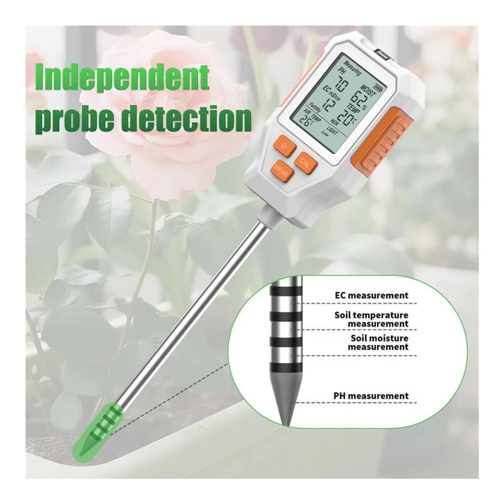 Tester del terreno 7 in 1 pH EC Misuratore di umidità Temp Fertilità for fattoria da giardino