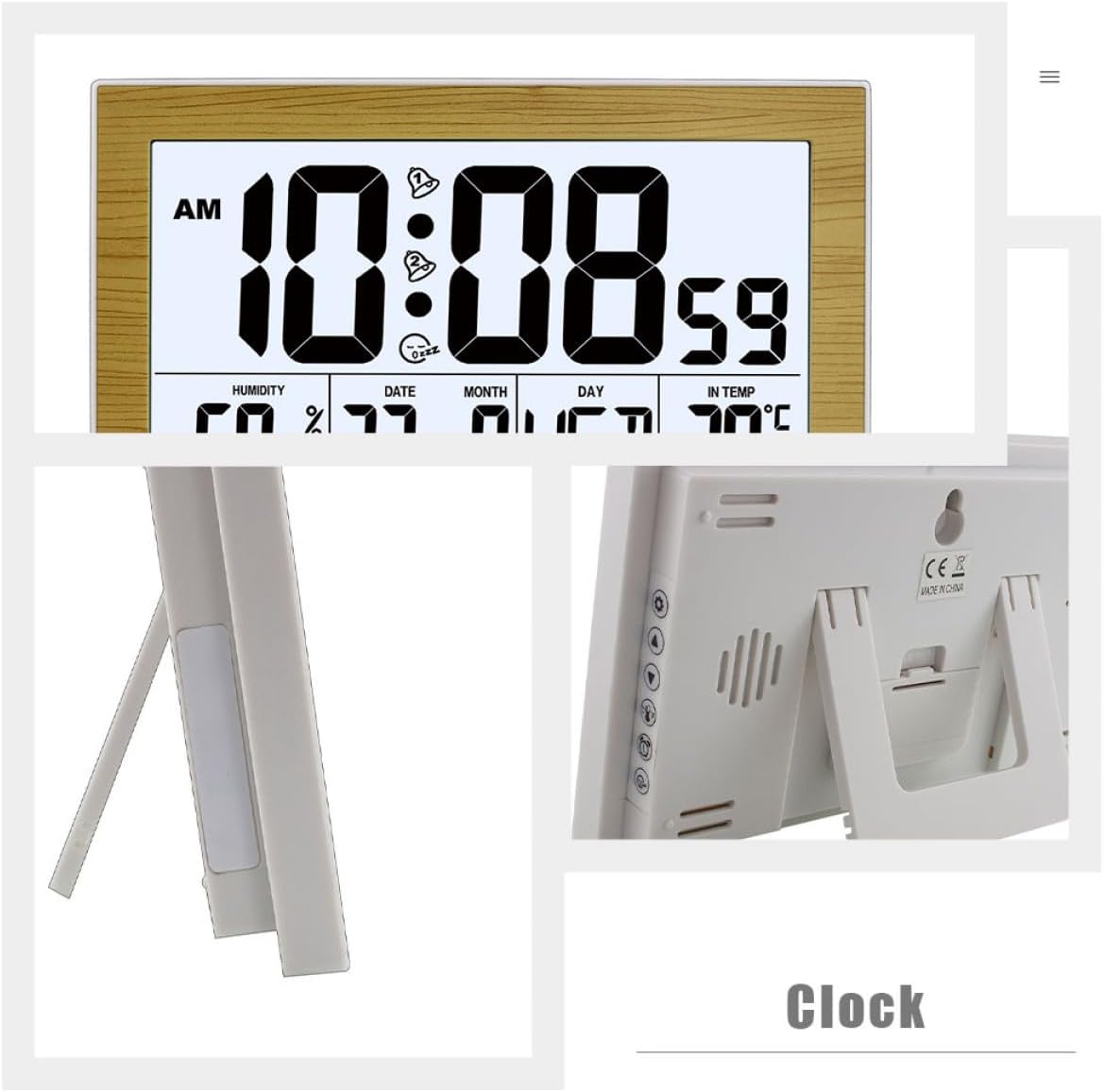 Digital Wall-Mounted Clock Large Screen Multi-Function Alarm Clock with Temperature Display for Elderly Home Bedroom Decor