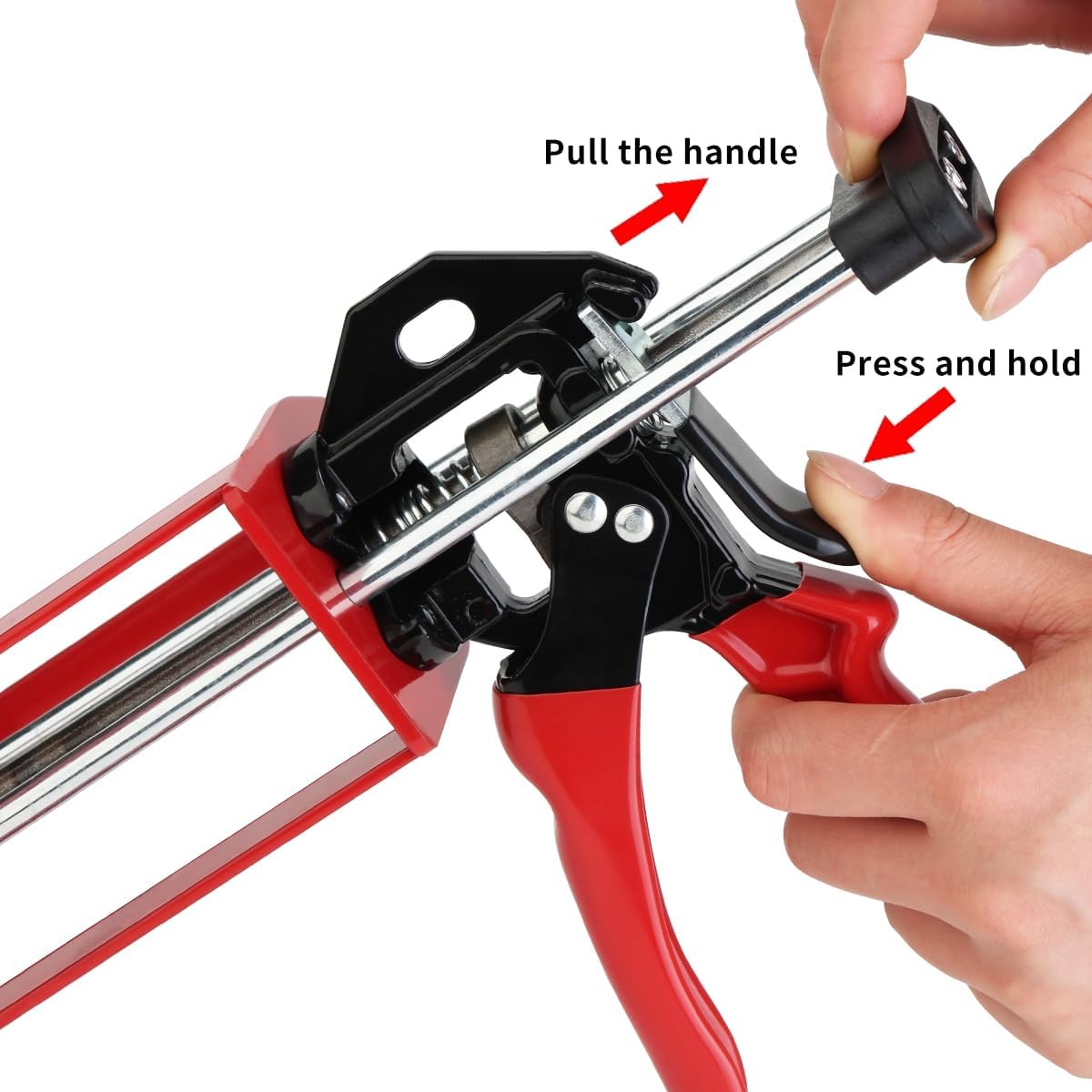 Professional Caulking Guns - Epoxy Gun Dual Component 200ml, Epoxy Applicator for Sealant Gun, Panel Bonding Adhesive, Plastic & Structural Repair, Red