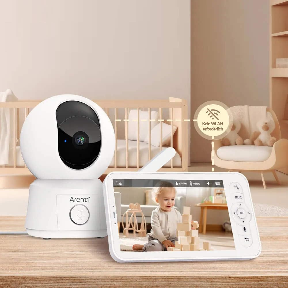 ARENTI AINanny B2 Kit Vigilabebés Full HD con Pantalla LCD de 5 Pulgadas, cámara, Giro e inclinación con Seguimiento automático