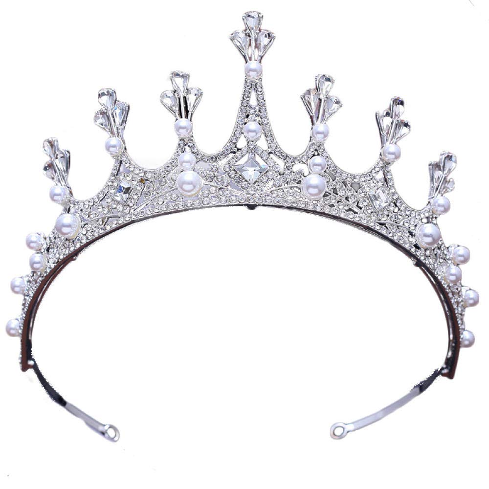 Tiara, stop strasu, biżuteria na głowę, srebrna, błyszcząca biała perła, dla kobiet, prosta, modna, wesele, ozdoba do włosów, w stylu vintage, opaska na czoło na imprezę