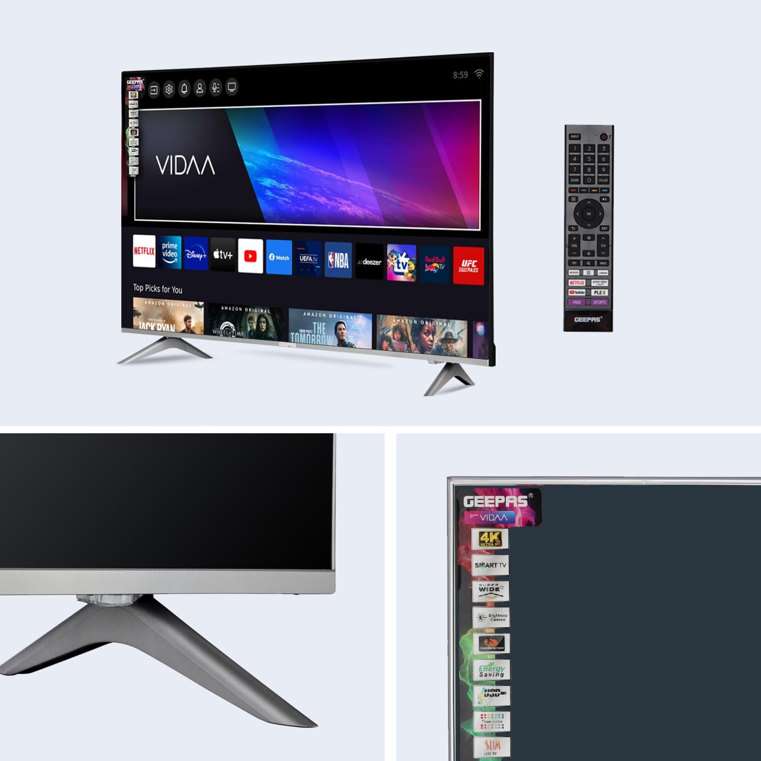 Smart | Geepas 55" Ultra HD 4K Smart LED TV,Frameless Design, ... - view 6