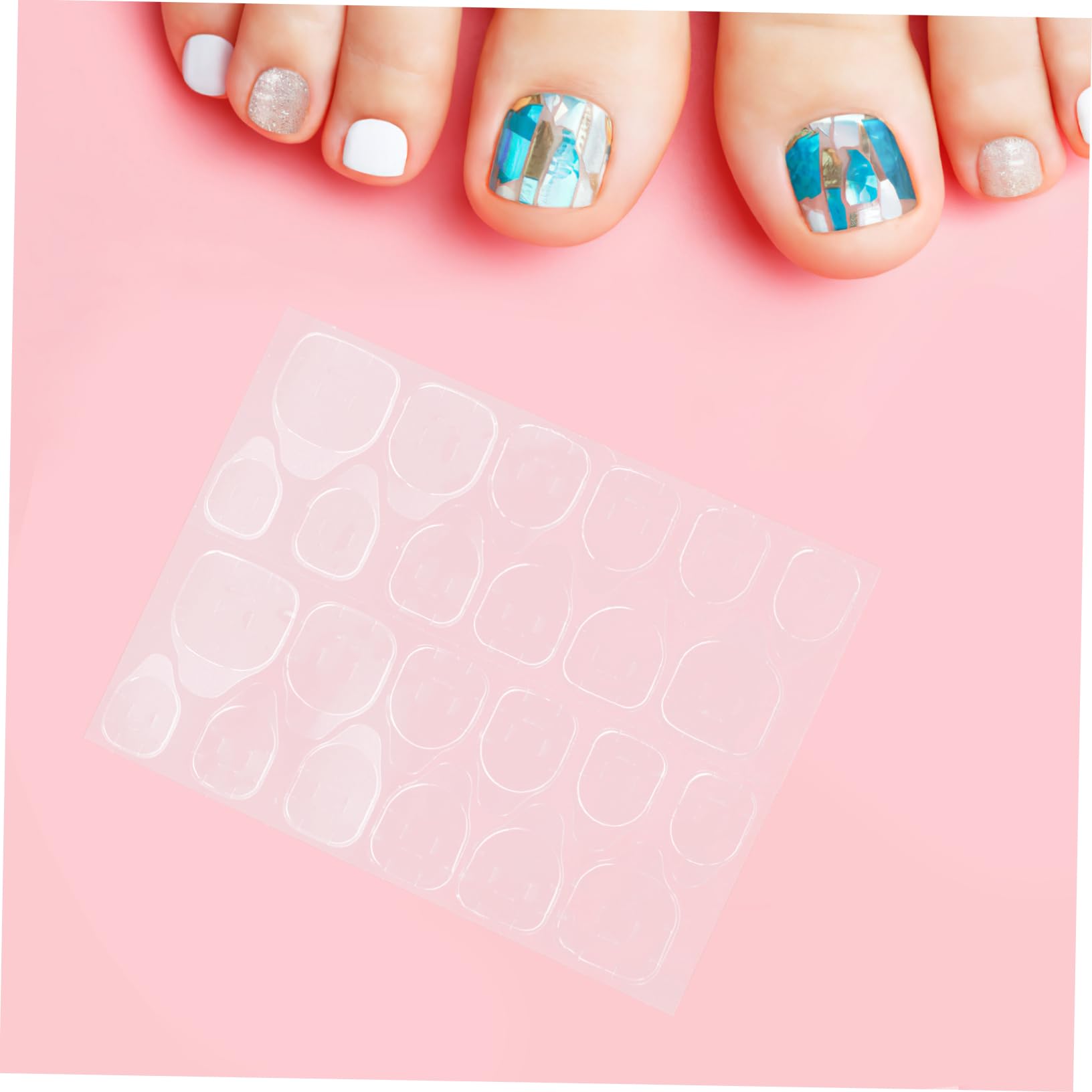 Beaupretty 5 Series Pegatina Consejos Para Pegajoso Clavos Prensa- Adhesivo De Uñas De Pegamento De Doble Cara Falso Uña Del Pie Falsa Uñas Postizas Pegamento De Gelatina Rosa 50 Hojas*5