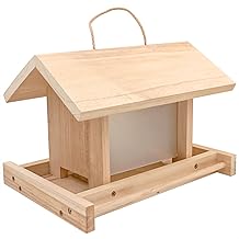 Zeqeey Mangeoire à Oiseaux en Bois Suspendue en Bois extérieure de Grande capacité pour Nourrir à l’extérieur Jardin Oiseaux Sauvages Pinsons Robin