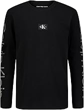 Calvin Klein Boys Long Sleeve Crew Neck T-Shirt, Soft, Comfortable, Relaxed Fit