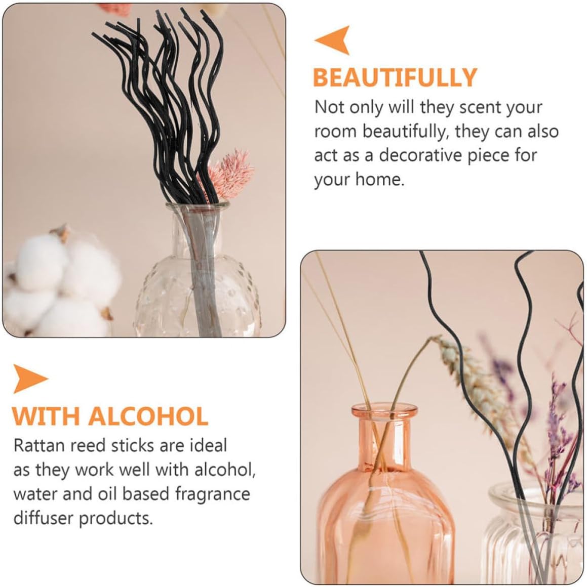 BETOOKY Wave Aroma Fragrance 20pcs Rattan Reed Diffuser Sticks Replacement