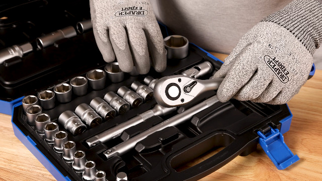 Draper 1/2 33-delige MM/AF-doppenset | Micrometer omkeerbaar handgereedschap |Soft Grip ratel | 17 metrische stopcontacten mechanica autogereedschap | 7 keizerlijke stopcontacten | 3 bougiedoppen