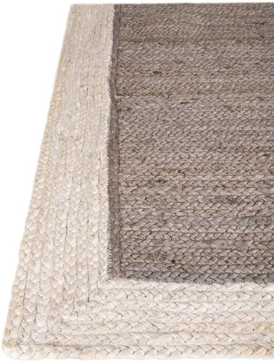 8' Square Feet Rigo Jute Hand Woven Area Rug, Natural, Solid Farmhouse Design, Natural Fiber, for Bedroom, Living Room, Dining Room, Hallway, Office, Kitchen, Entryway