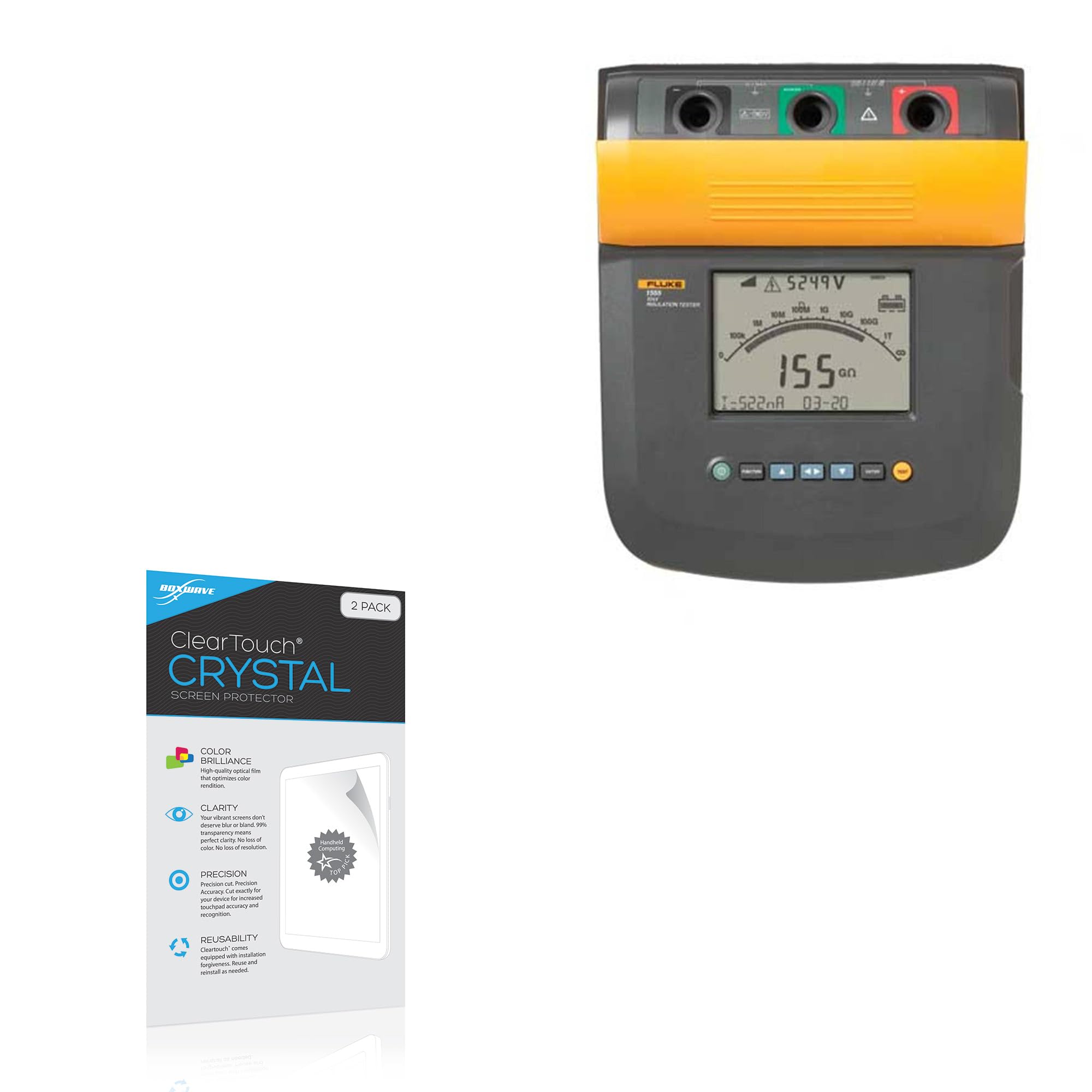 BoxWave Screen Protector Compatible With Fluke 1550C - ClearTouch Crystal (2-Pack), HD Film Skin - Shields From Scratches