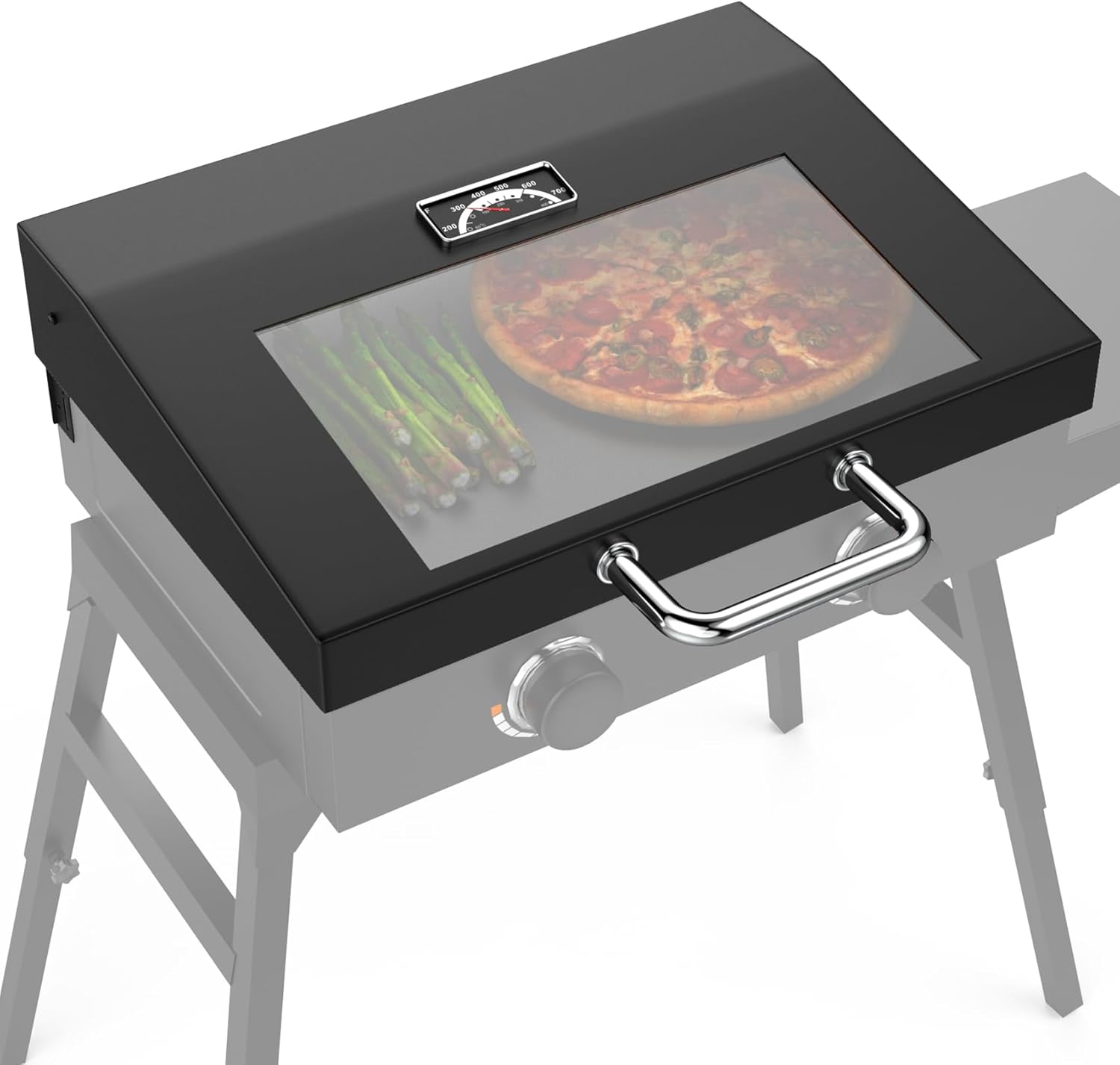 Upgraded Griddle Lid with Clear View Replacement Parts for Blackstone 22" 1666 1833 Gas Griddle, Heavy Duty Carbon Steel Griddle Hard Cover Hood for Blackstone 2-Burner 5011 Cover Accessories 22 inch