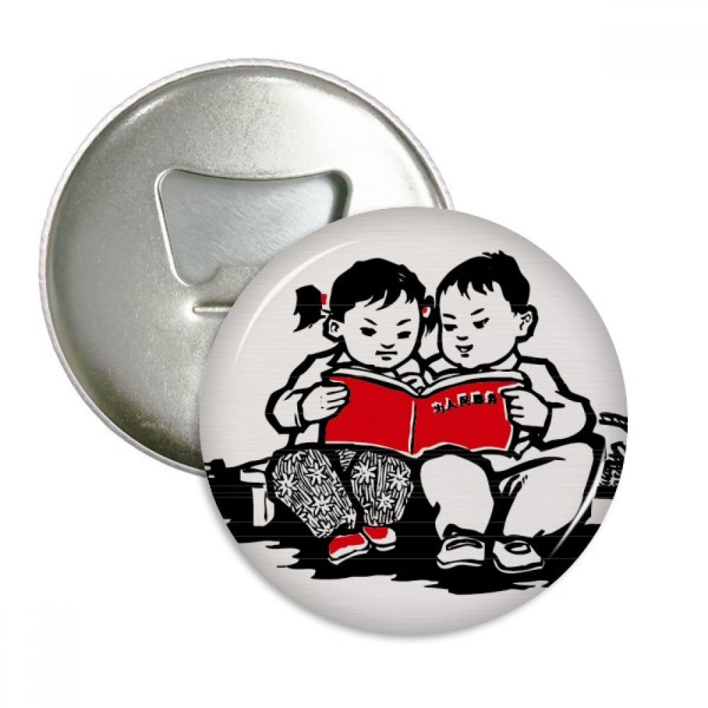 Bouton d'insigne et aimant ouvre-bouteille Chine rond argenté 3Pcs