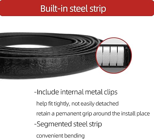 Miniatura 10 de Borde de goma negro de 26 pies, se adapta a borde de 116 pulgadas, tira de sello de goma flexible en U para superficies afiladasrugosas,