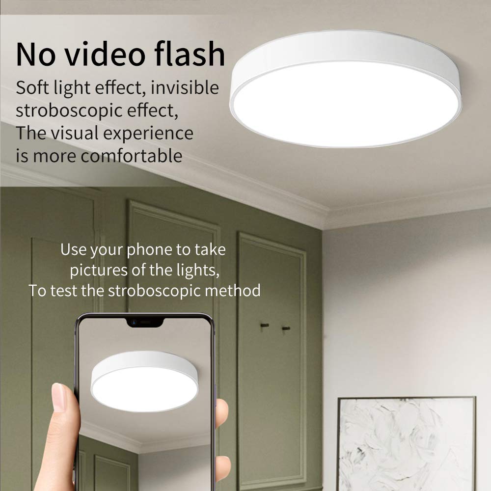 36W LED Deckenleuchte Runde Flach Deckenlampe, Warmweiß 3000K,Metall Leuchte für Wohnzimmer Schlafzimmer Küche Büro Flur Diele (Weiß, Ø400x40mm)