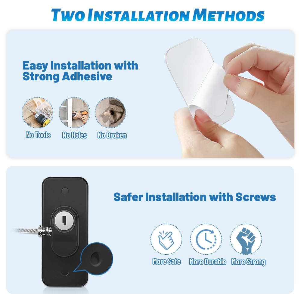 2 Pcs Fridge Lock Window Lock Child Safety with Keys, No Drilling Refrigerator Locks with Screws for Doors Closets Drawer - Image 3