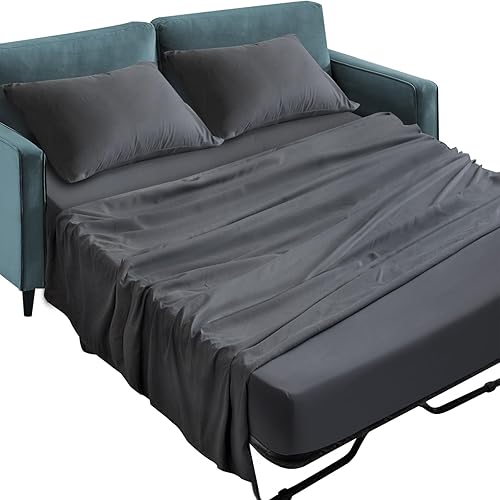 Miniatura 20 de SPRINGSPIRIT Juego de sábanas para sofá cama tamaño Queen, juego de sábanas de 4 piezas con bolsillos de hasta 8 pulgadas de profundidad, sábanas