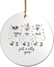 Whimsical Silly Goose Ornament, Funny Animal Home Decor, Ceramic Hanging Decoration, Cute Farm Bird Keepsake Gift