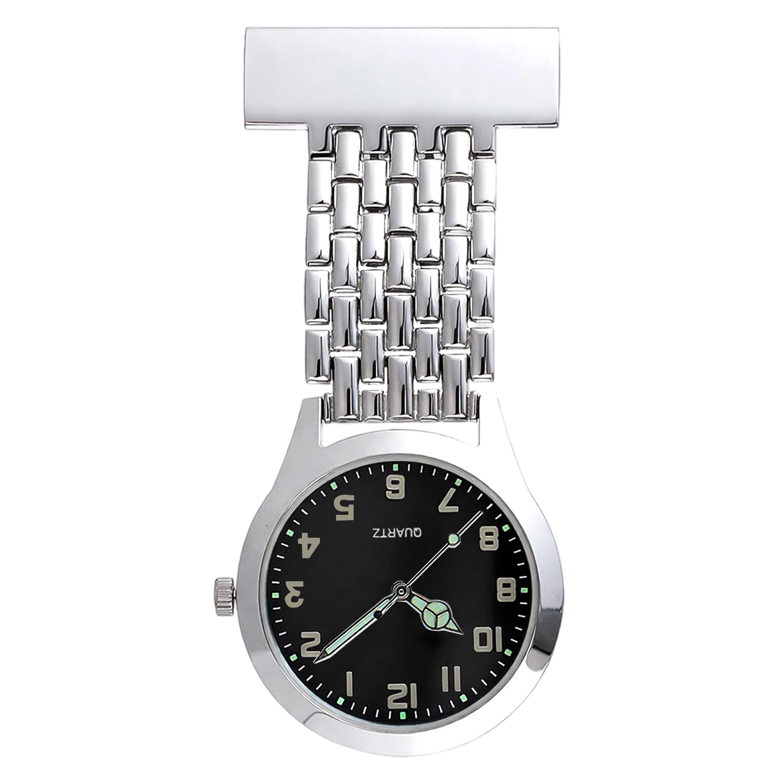 Nurse's Fob Watch, Stainless Steel Quartz Doctor Pocket Watches for Women Men Clip on Watches Glow in Dark Easy to Reader Stylish Nurse Watch Brooch-image-38