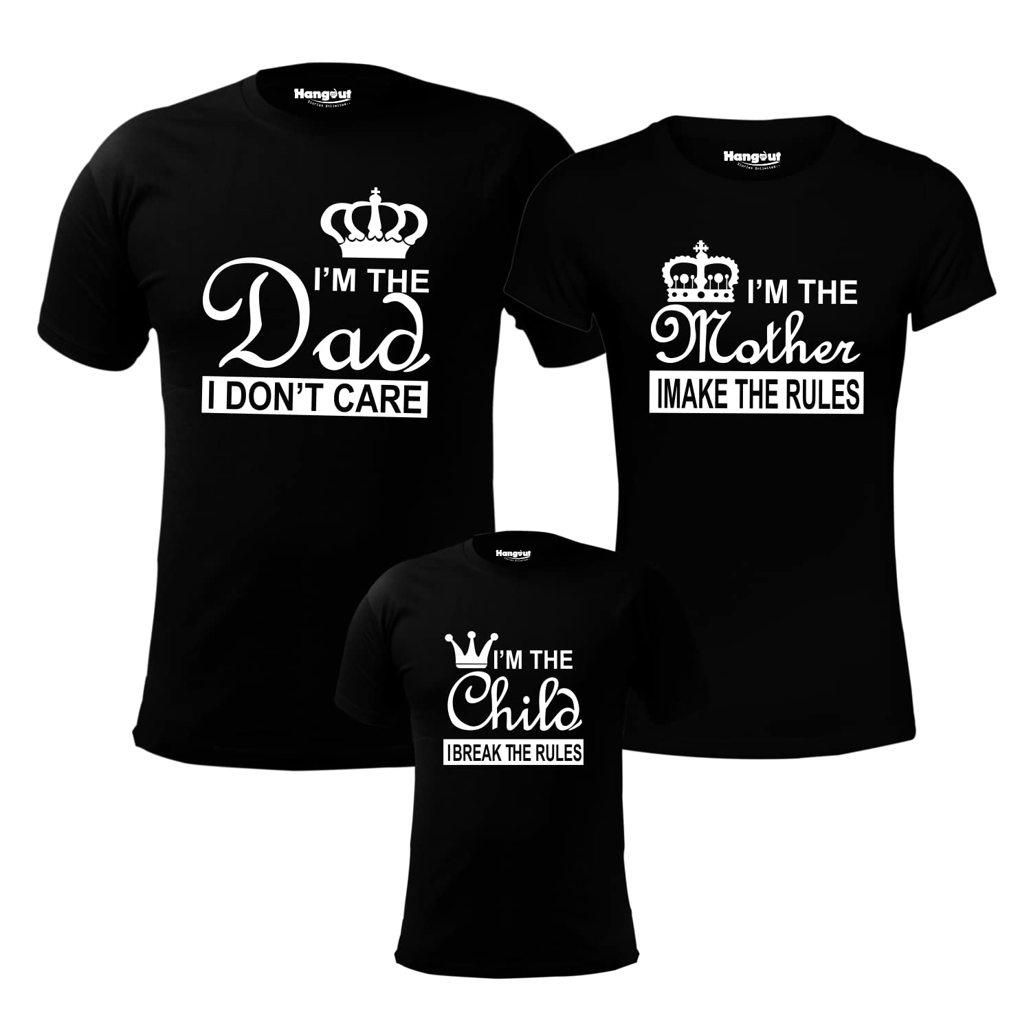 hangout hub Family Tshirts | Regular Fit |I am Dad Mother Child|Set of 3-picture-29