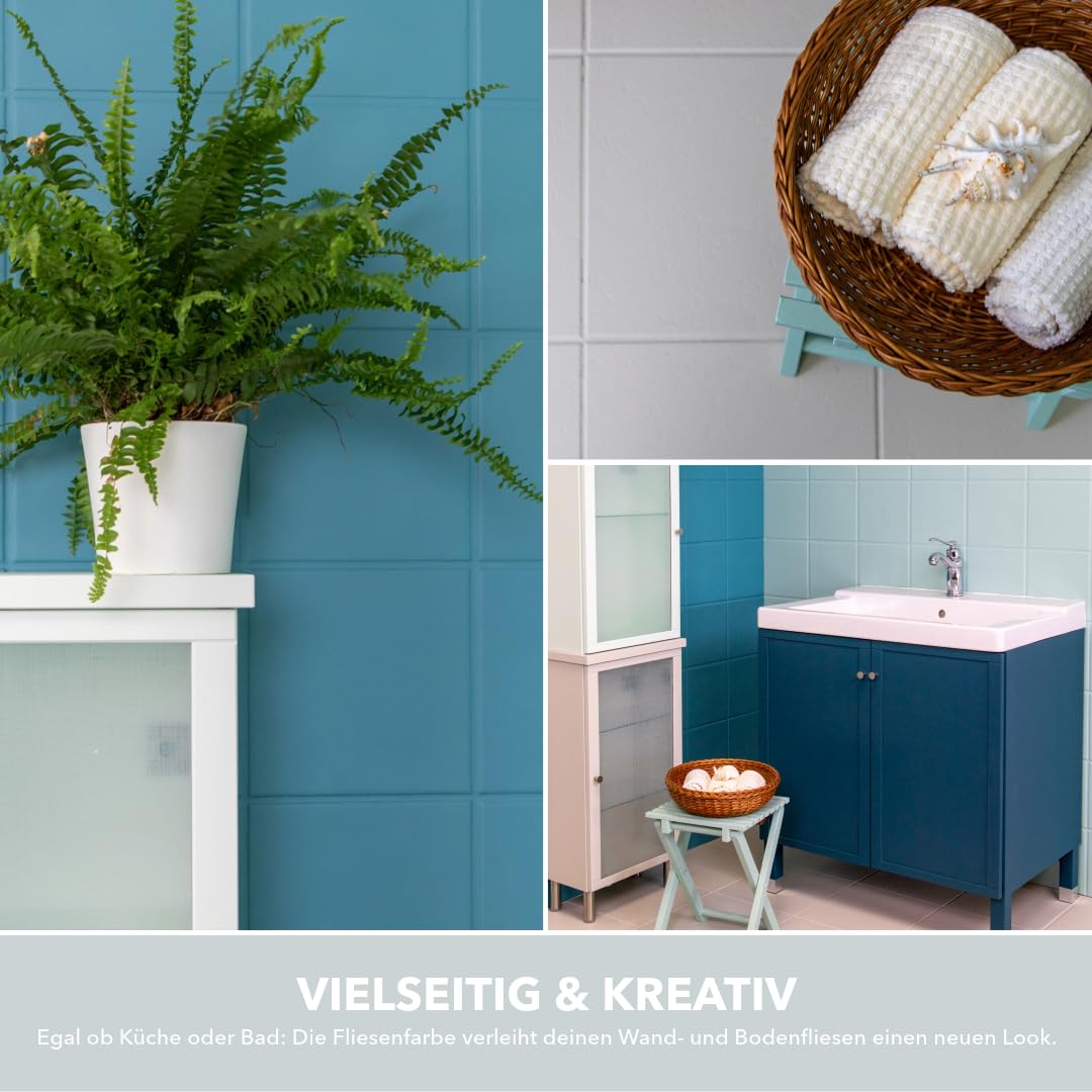 Lignocolor Fliesenfarbe matt | hochbeständige Farbe für Wand- & Bodenfliesen (Platingrau matt, 750 ml) | hochdeckend für den Innenbereich