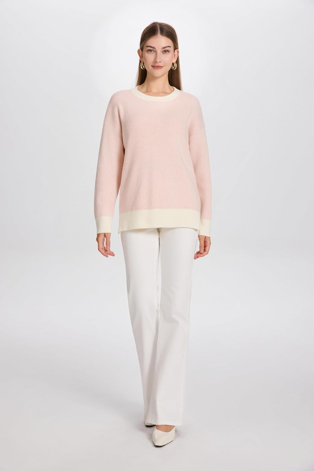 Sweaters for Women Long Sleeve Crewneck Soft Knit Lightweight Womens Sweaters Side Slit Fashion Casual Pullover Tops - Image 9