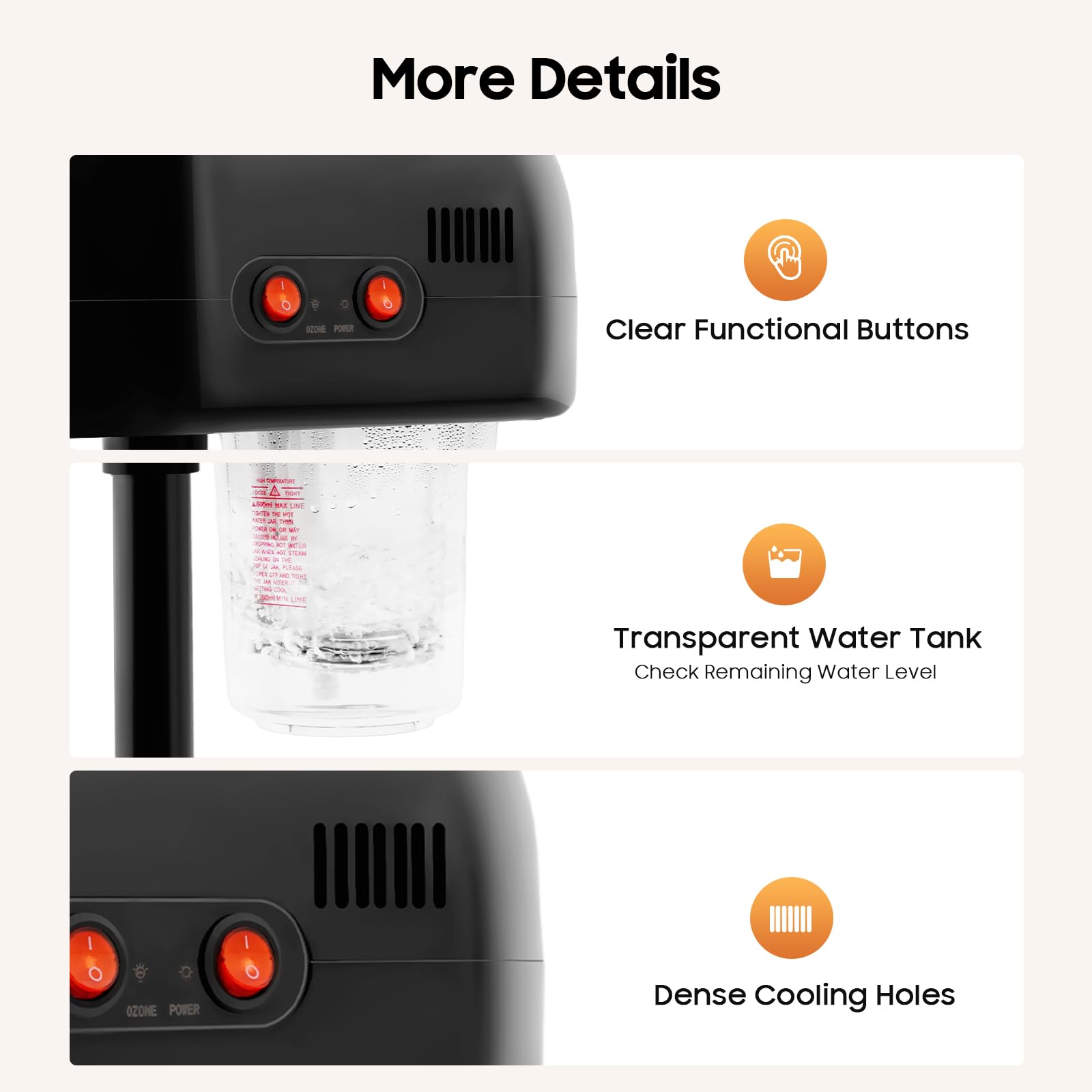 Inalatori elettrici, Ozono Viso Sauna Evaporatore Vaporizzatore Salon Studio Cosmetico, per Ospedali, Saloni di Bellezza e Spa e, Nero