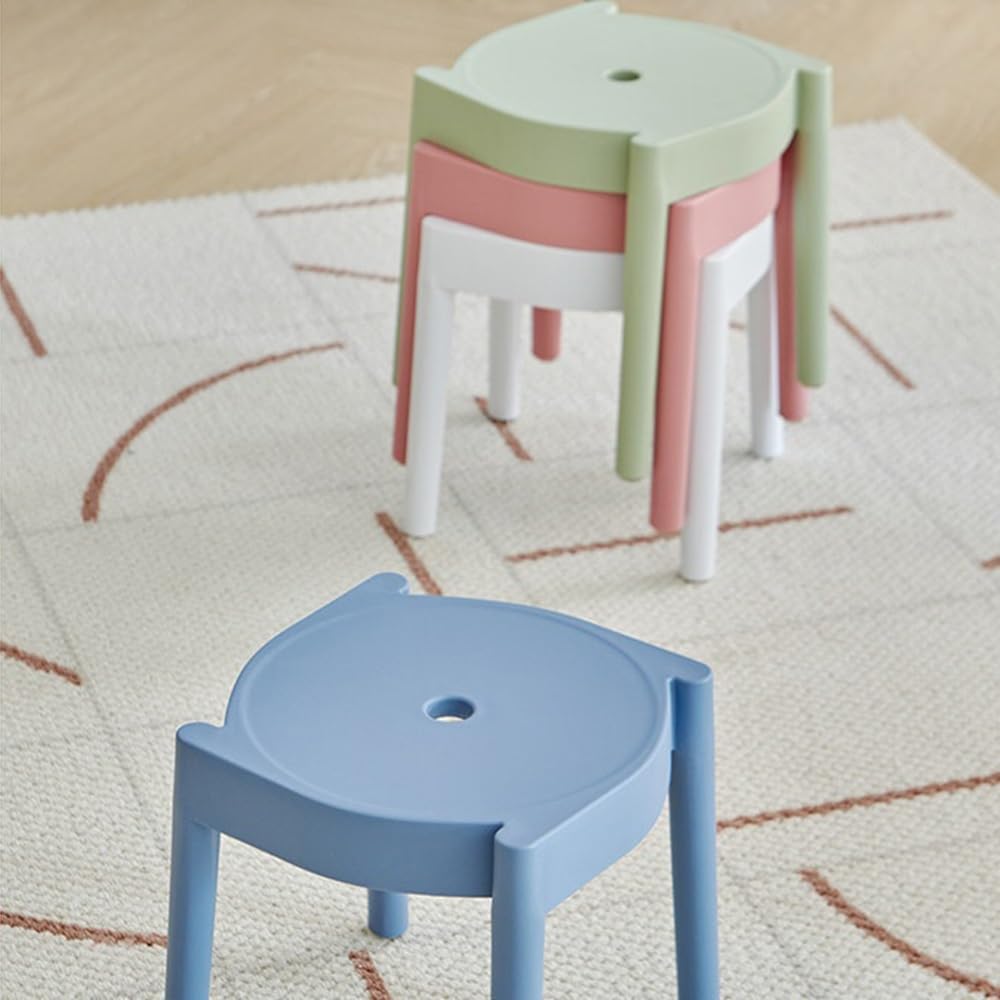 Sgabello Quadrato in Plastica Adatto al Balcone del Bagno Ufficio(Pink)