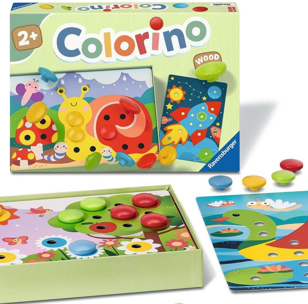 Ravensburger 24591 My Wood Colorino Children's Game for Learning to Colour, Plug-in Game Without Plastic with Wooden Stones, Games and Toys from 2 Years