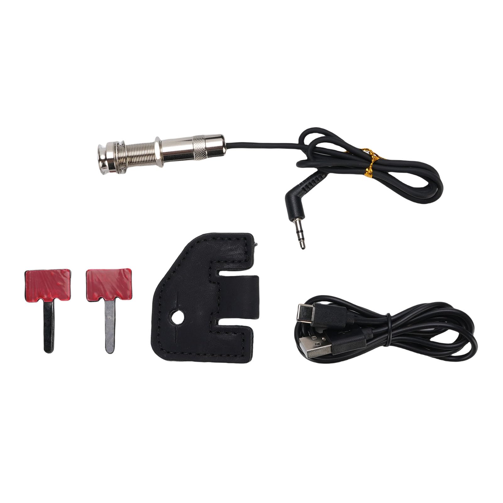 Naroote Tonabnehmer für Akustikgitarre, Wiederaufladbarer Magnet- und Mikrofon-Schallloch-Tonabnehmer mit Dual-System und Lautstärkeregler, für 39 40 41 42 Zoll Akustikgitarren, Ideal für Musiker