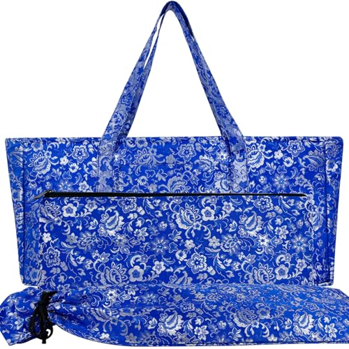 Bolsas Mahjong Vacías con Soporte para Tapete Azul