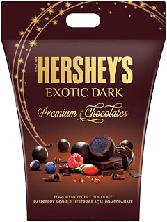 Hersheys Exotic Dark Chocolate Assorted Gift Pack| 90gram | Dark CoCoa Rich Chocolate and Exotic fruit flavours like Blueberry & Acai Raspberry & Goji and Pomegranate|