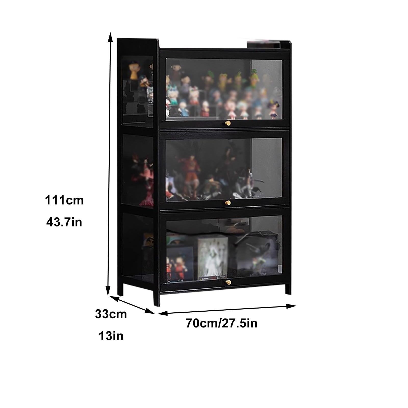 Black Floor Standing Display Cabinet, Showcase Dustproof Organizer Box with Acrylic Door Upgraded Quick Installation - Display Cabinet Display Stand (Size : 70cm/27.5in)