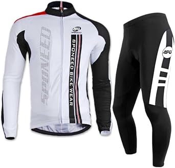 sponeed Mens Cyclist Jersey Long Sleeve Bicycle Uniform Autumn Gel Padded Pants