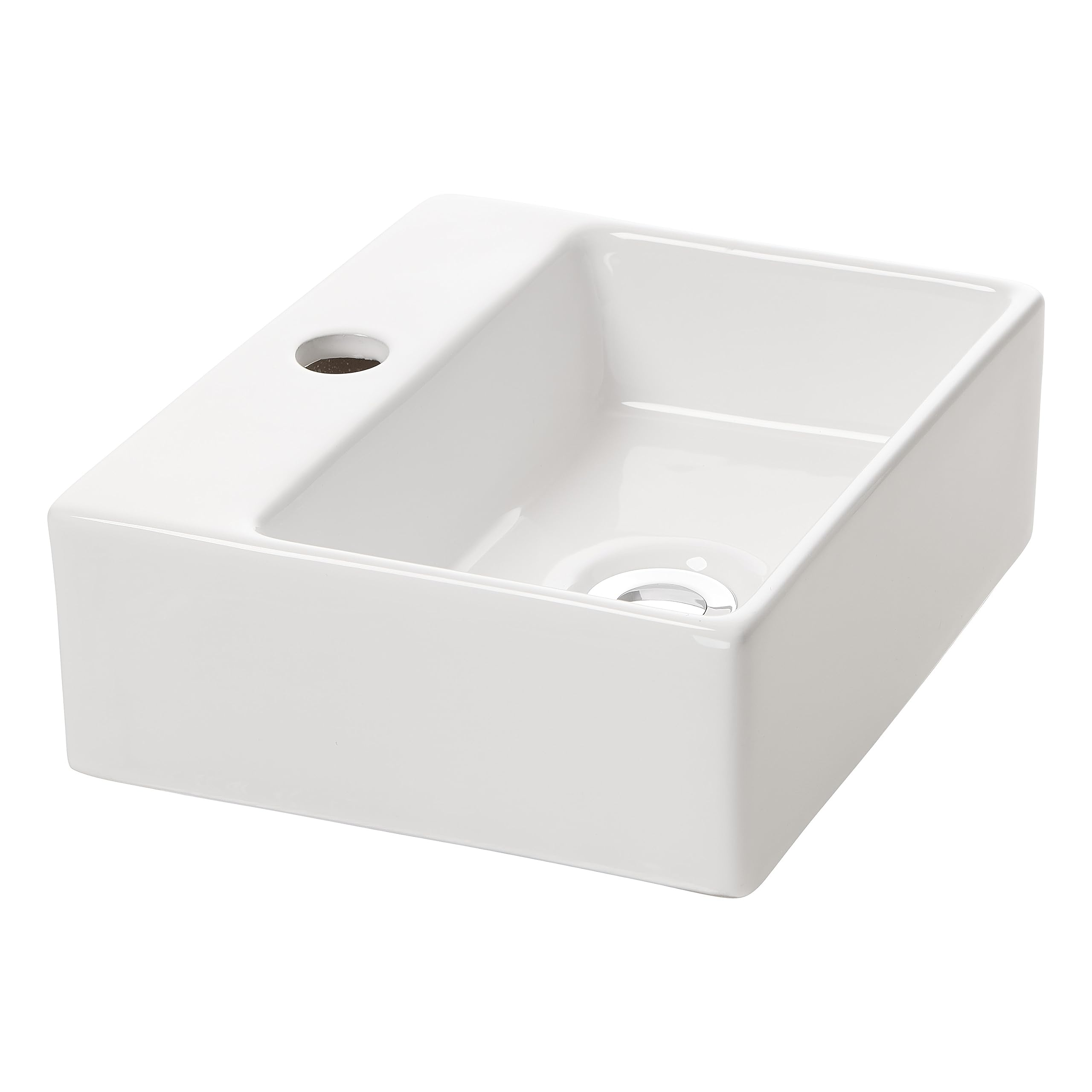 NEG Waschbecken Uno44H (extra klein/eckig) Hänge-Waschschale/Waschtisch (weiß) mit schmalem Rand und Nano-Beschichtung