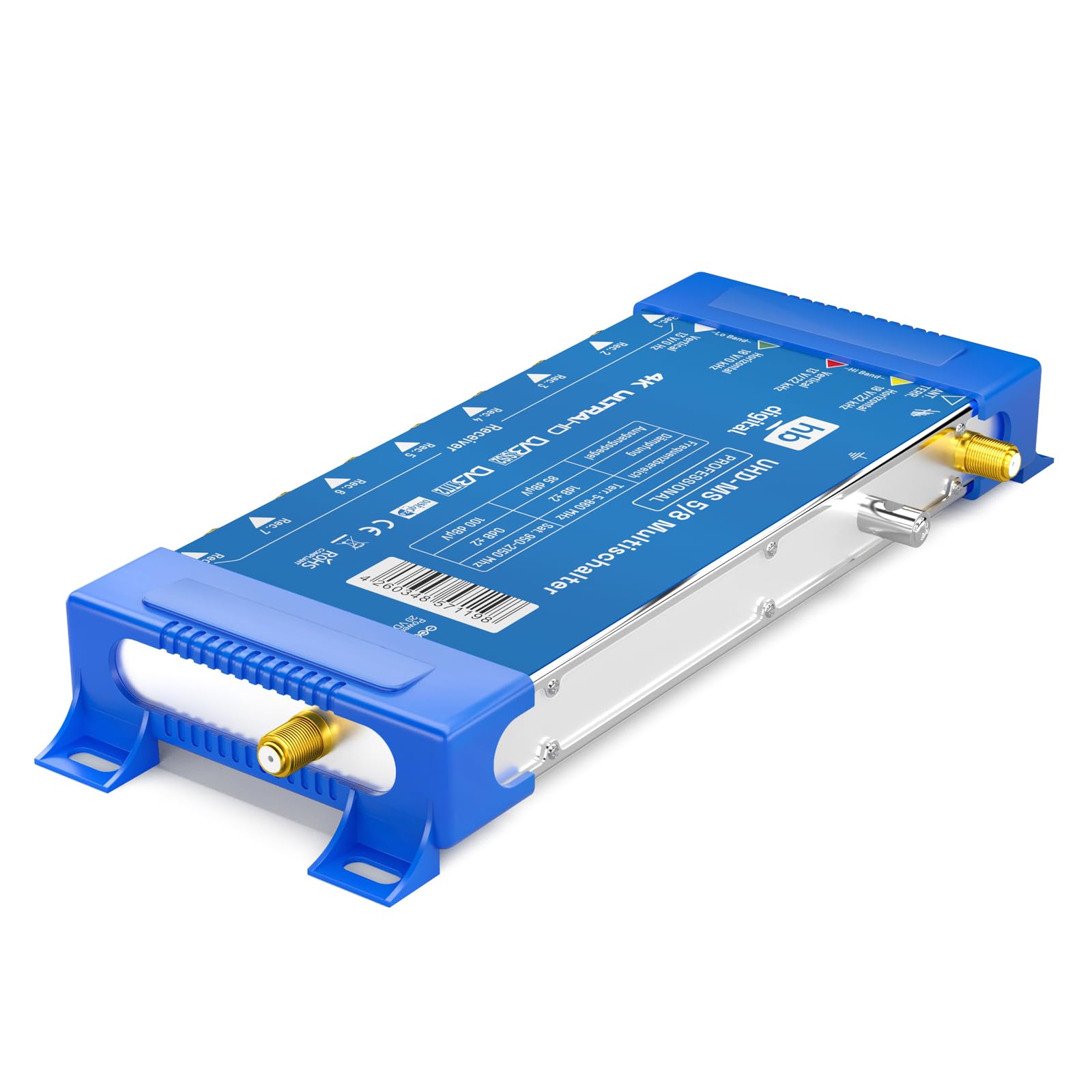 Commutateur Multiple Pmse 5/8 HB-Digital 1x Sat jusqu'à 8 récepteurs/récepteur pour TV Full HDTV 3D 4K UHD avec Bloc d'alimentation